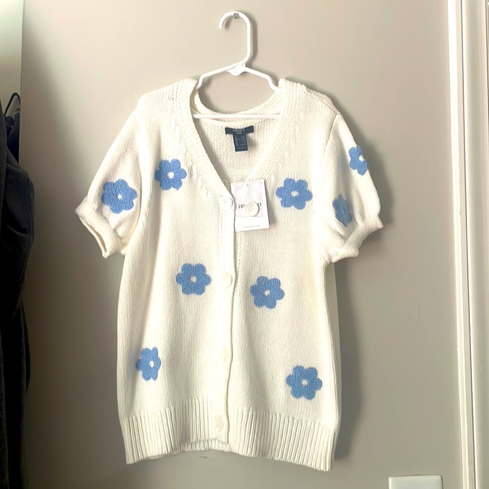 Forever 21 Kids Short Sleeve Knit Cardigan Sweater Size 11/12 NWT
